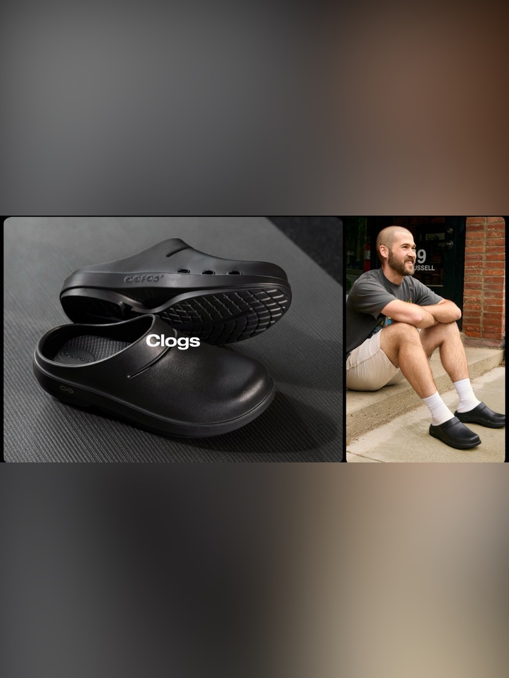 OOFOS Men’s Black Slip-On Clogs — Comfortable Work & Casual Shoes